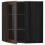 МЕТОД Углов навесн шк с полками/сткл дв - под дерево черный, Эдсерум под дерево коричневый, 68x80 см