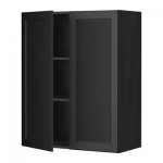 МЕТОД Навесной шкаф с полками/2дверцы - 80x100 см, Лаксарби черно-коричневый, под дерево черный МЕТОД Навесной шкаф с полками/2дверцы - 80x100 см, Лаксарби черно-коричневый, под дерево черный