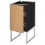 МЕТОД Напольный шкаф с проволочн ящиками - под дерево черный, Экестад дуб, 40x60x60 см