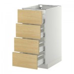 МЕТОД / МАКСИМЕРА Напольн шкаф 4 фронт панели/4 ящика - 40x60 см, Тингсрид под березу, белый