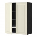 МЕТОД Навесной шкаф с посуд суш/2 дврц - под дерево черный, Будбин белый с оттенком, 80x100 см