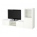 БЕСТО Шкаф для ТВ, комбин/стеклян дверцы - Лаппвикен/Синдвик белый прозрачное стекло, направляющие ящика, плавно закр БЕСТО Шкаф для ТВ, комбин/стеклян дверцы - Лаппвикен/Синдвик белый прозрачное стекло, направляющие ящика, плавно закр