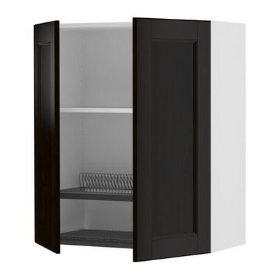 ФАКТУМ Навесной шкаф с посуд суш/2 дврц - Рамшё черно-коричневый, 80x92 см
