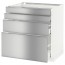 МЕТОД / МАКСИМЕРА Напольн шкаф 4 фронт панели/4 ящика - белый, Гревста нержавеющ сталь, 80x60 см