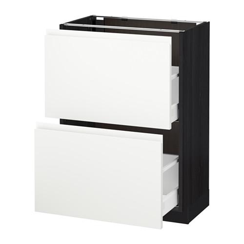 МЕТОД / МАКСИМЕРА Напольный шкаф с 2 ящиками - под дерево черный, Воксторп белый, 60x37 см МЕТОД / МАКСИМЕРА Напольный шкаф с 2 ящиками - под дерево черный, Воксторп белый, 60x37 см