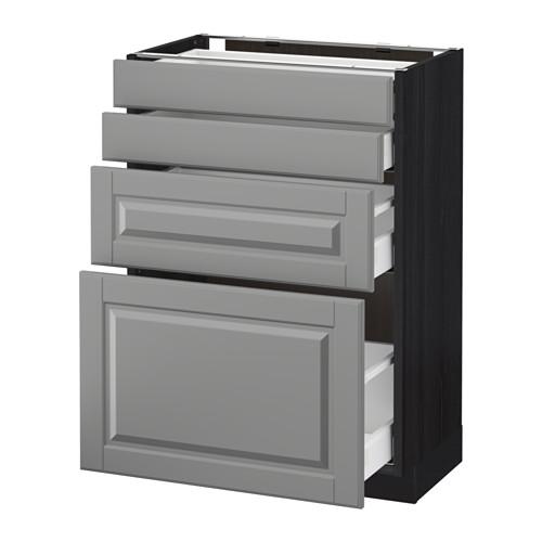 МЕТОД / МАКСИМЕРА Напольн шкаф 4 фронт панели/4 ящика - под дерево черный, Будбин серый, 60x37 см МЕТОД / МАКСИМЕРА Напольн шкаф 4 фронт панели/4 ящика - под дерево черный, Будбин серый, 60x37 см