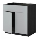 МЕТОД Напольн шкаф п-мойку 2 двр/фрн пнл - Веддинге серый, под дерево черный МЕТОД Напольн шкаф п-мойку 2 двр/фрн пнл - Веддинге серый, под дерево черный