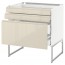 МЕТОД / МАКСИМЕРА Напольн шкаф 3фронт пнл/2низ/2ср ящ - белый, Воксторп глянцевый светло-бежевый, 80x60x60 см