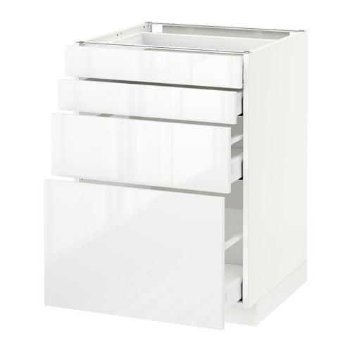 МЕТОД / МАКСИМЕРА Напольн шкаф 4 фронт панели/4 ящика - белый, Рингульт глянцевый белый, 60x60 см МЕТОД / МАКСИМЕРА Напольн шкаф 4 фронт панели/4 ящика - белый, Рингульт глянцевый белый, 60x60 см
