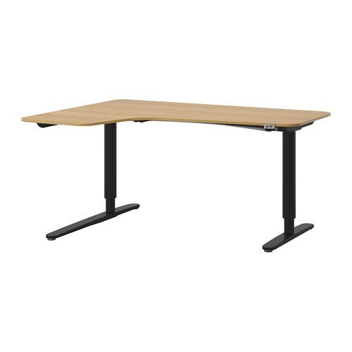 БЕКАНТ Углов письм стол лев/трансф - дубовый шпон/черный