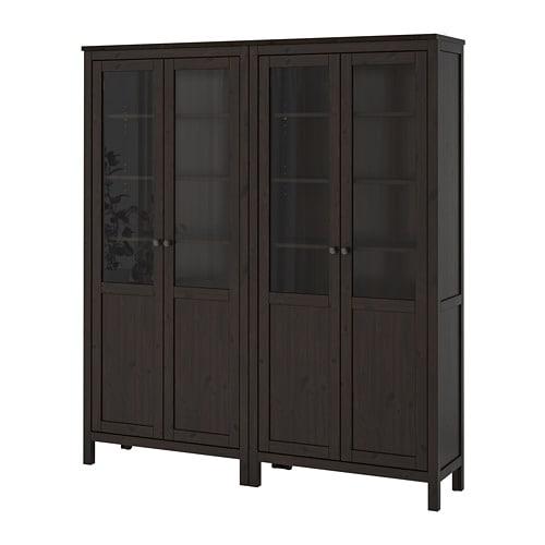 ХЕМНЭС Комбинация д/хранения+стекл дверц - черно-коричневый ХЕМНЭС Комбинация д/хранения+стекл дверц - черно-коричневый