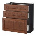 МЕТОД / ФОРВАРА Напольный шкаф с 3 ящиками - 80x37 см, Филипстад коричневый, под дерево черный