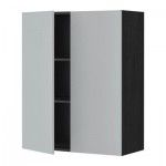 МЕТОД Навесной шкаф с полками/2дверцы - 80x100 см, Веддинге серый, под дерево черный МЕТОД Навесной шкаф с полками/2дверцы - 80x100 см, Веддинге серый, под дерево черный