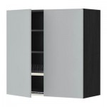 МЕТОД Навесной шкаф с посуд суш/2 дврц - 80x80 см, Веддинге серый, под дерево черный