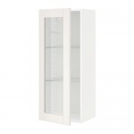 METOD навесной шкаф с полками/стекл дв белый/Сэведаль белый 40x38.8x100 cm