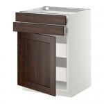 МЕТОД / ФОРВАРА Нплн шк двр/2фрнт/2нзк/2срд ящ - белый, Эдсерум под дерево коричневый, 60x60 см МЕТОД / ФОРВАРА Нплн шк двр/2фрнт/2нзк/2срд ящ - белый, Эдсерум под дерево коричневый, 60x60 см