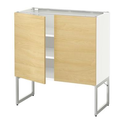 МЕТОД Напол шкаф с полками/2двери - белый, Тингсрид под березу МЕТОД Напол шкаф с полками/2двери - белый, Тингсрид под березу