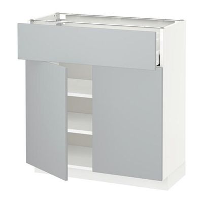МЕТОД / МАКСИМЕРА Напольный шкаф+ящик/2дверцы - 80x37 см, Веддинге серый, белый МЕТОД / МАКСИМЕРА Напольный шкаф+ящик/2дверцы - 80x37 см, Веддинге серый, белый
