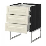 МЕТОД / ФОРВАРА Напольн шкаф 3фронт пнл/2низ/2ср ящ - 60x60x60 см, Будбин белый с оттенком, под дерево черный МЕТОД / ФОРВАРА Напольн шкаф 3фронт пнл/2низ/2ср ящ - 60x60x60 см, Будбин белый с оттенком, под дерево черный