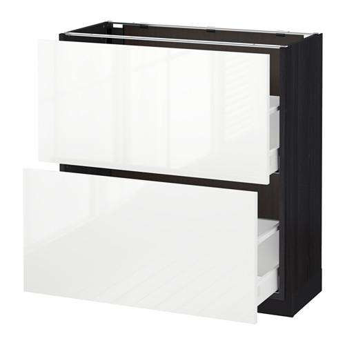 МЕТОД / МАКСИМЕРА Напольный шкаф с 2 ящиками - под дерево черный, Рингульт глянцевый белый, 80x37 см МЕТОД / МАКСИМЕРА Напольный шкаф с 2 ящиками - под дерево черный, Рингульт глянцевый белый, 80x37 см