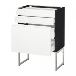 МЕТОД / МАКСИМЕРА Напольн шкаф 3фронт пнл/2низ/2ср ящ - под дерево черный, Воксторп белый, 60x37x60 см МЕТОД / МАКСИМЕРА Напольн шкаф 3фронт пнл/2низ/2ср ящ - под дерево черный, Воксторп белый, 60x37x60 см