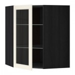 МЕТОД Углов навесн шк с полками/сткл дв - 68x80 см, Хитарп белый с оттенком, под дерево черный МЕТОД Углов навесн шк с полками/сткл дв - 68x80 см, Хитарп белый с оттенком, под дерево черный