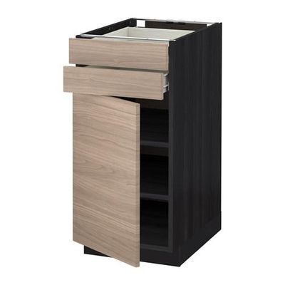 МЕТОД / ФОРВАРА Напольный шкаф с дверцей/2 ящиками - 40x60 см, Брокхульт под грецкий орех светло-серый, под дерево черный МЕТОД / ФОРВАРА Напольный шкаф с дверцей/2 ящиками - 40x60 см, Брокхульт под грецкий орех светло-серый, под дерево черный