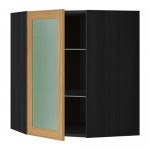 МЕТОД Углов навесн шк с полками/сткл дв - под дерево черный, Экестад дуб, 68x80 см МЕТОД Углов навесн шк с полками/сткл дв - под дерево черный, Экестад дуб, 68x80 см