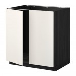 METOD напольн шкаф д раковины+2 двери черный/Веддинге белый 80x60 см