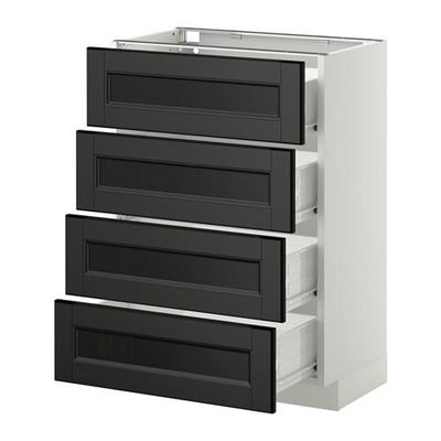 МЕТОД / ФОРВАРА Напольн шкаф 4 фронт панели/4 ящика - 60x37 см, Лаксарби черно-коричневый, белый МЕТОД / ФОРВАРА Напольн шкаф 4 фронт панели/4 ящика - 60x37 см, Лаксарби черно-коричневый, белый