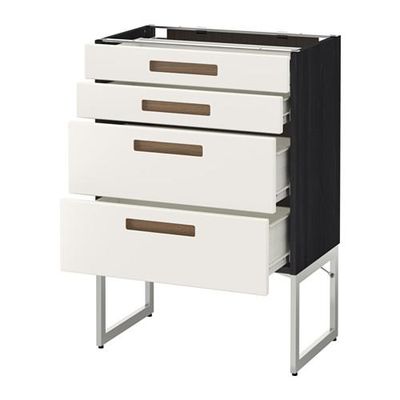 МЕТОД / ФОРВАРА Нплн шк 4 фронт/2 низк/2средн ящ - 60x37x60 см, Мэрста белый, под дерево черный