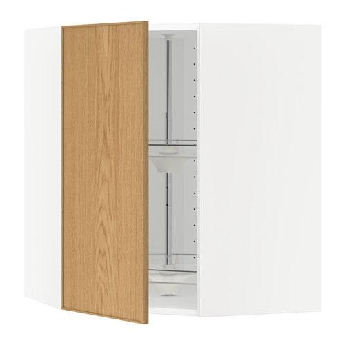 МЕТОД Угл нвсн шкф с вращающ секц - белый, Экестад дуб, 68x80 см