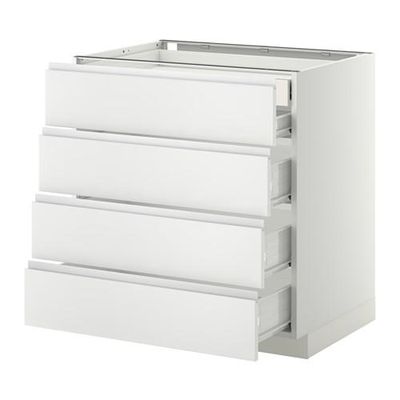 МЕТОД / ФОРВАРА Нплн шк 4фрнт/2нзк/3срд ящ - 80x60 см, Нодста белый/алюминий, белый
