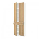 МЕТОД / ФОРВАРА Высокий шкаф+полки/2 ящика/4 дверцы - Экестад дуб, белый МЕТОД / ФОРВАРА Высокий шкаф+полки/2 ящика/4 дверцы - Экестад дуб, белый