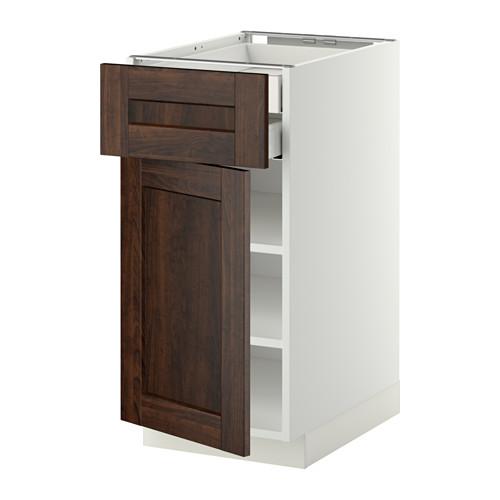 МЕТОД / МАКСИМЕРА Напольн шкаф двр/фр пнл/плк/2низ ящ - белый, Эдсерум под дерево коричневый, 40x60 см МЕТОД / МАКСИМЕРА Напольн шкаф двр/фр пнл/плк/2низ ящ - белый, Эдсерум под дерево коричневый, 40x60 см