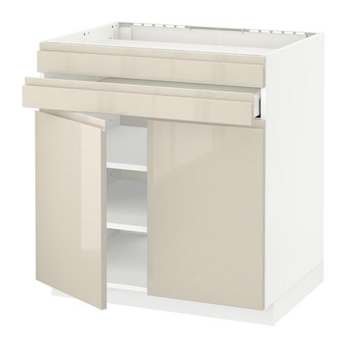 МЕТОД / МАКСИМЕРА Нап шк д/вар панели/2ящ/2фасада/1ящ - белый, Воксторп глянцевый светло-бежевый МЕТОД / МАКСИМЕРА Нап шк д/вар панели/2ящ/2фасада/1ящ - белый, Воксторп глянцевый светло-бежевый