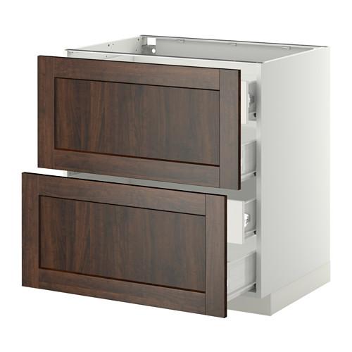 МЕТОД / ФОРВАРА Напольн шкаф 2 фронт пнл/4 средн ящ - белый, Эдсерум под дерево коричневый, 80x60 см МЕТОД / ФОРВАРА Напольн шкаф 2 фронт пнл/4 средн ящ - белый, Эдсерум под дерево коричневый, 80x60 см