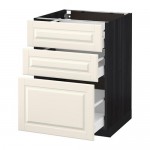 МЕТОД / МАКСИМЕРА Напольный шкаф с 3 ящиками - под дерево черный, Будбин белый с оттенком, 60x60 см