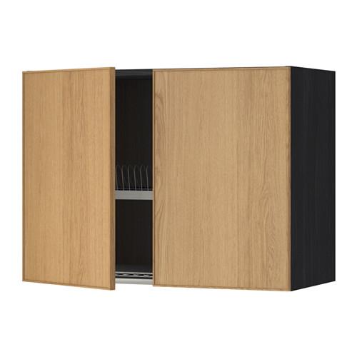 МЕТОД Навесной шкаф с посуд суш/2 дврц - под дерево черный, Экестад дуб, 80x60 см МЕТОД Навесной шкаф с посуд суш/2 дврц - под дерево черный, Экестад дуб, 80x60 см