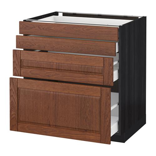 МЕТОД / МАКСИМЕРА Напольн шкаф 4 фронт панели/4 ящика - под дерево черный, Филипстад коричневый, 80x60 см МЕТОД / МАКСИМЕРА Напольн шкаф 4 фронт панели/4 ящика - под дерево черный, Филипстад коричневый, 80x60 см