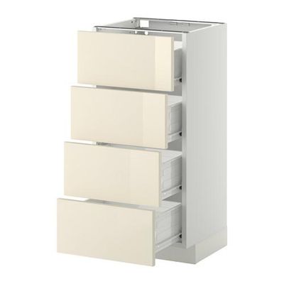 МЕТОД / ФОРВАРА Напольн шкаф 4 фронт панели/4 ящика - 40x37 см, Рингульт глянцевый кремовый, белый МЕТОД / ФОРВАРА Напольн шкаф 4 фронт панели/4 ящика - 40x37 см, Рингульт глянцевый кремовый, белый