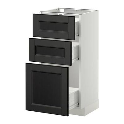 МЕТОД / ФОРВАРА Напольный шкаф с 3 ящиками - 40x37 см, Лаксарби черно-коричневый, белый МЕТОД / ФОРВАРА Напольный шкаф с 3 ящиками - 40x37 см, Лаксарби черно-коричневый, белый