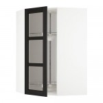 МЕТОД Углов навесн шк с врщ скц/сткл дв - белый, Лерх черная морилка, 68x100 см МЕТОД Углов навесн шк с врщ скц/сткл дв - белый, Лерх черная морилка, 68x100 см