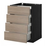 МЕТОД / ФОРВАРА Напольн шкаф 4 фронт панели/4 ящика - 60x60 см, Брокхульт под грецкий орех светло-серый, под дерево черный МЕТОД / ФОРВАРА Напольн шкаф 4 фронт панели/4 ящика - 60x60 см, Брокхульт под грецкий орех светло-серый, под дерево черный