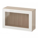 БЕСТО Стеллаж со стеклянн дверью - под беленый дуб/Глассвик белый прозрачное стекло