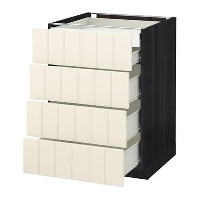 МЕТОД / ФОРВАРА Нплн шк 4фрнт/2нзк/3срд ящ - 60x60 см, Хитарп белый с оттенком, под дерево черный