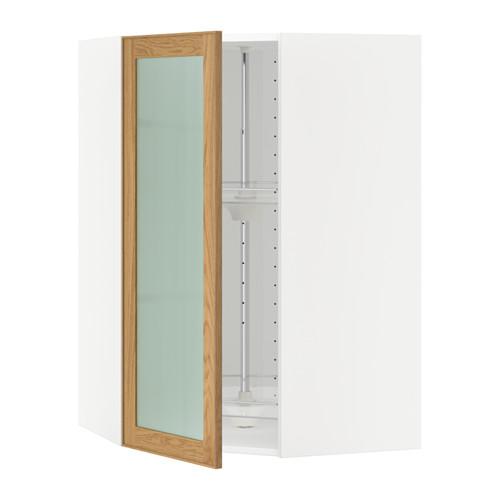 МЕТОД Углов навесн шк с врщ скц/сткл дв - белый, Экестад дуб, 68x100 см МЕТОД Углов навесн шк с врщ скц/сткл дв - белый, Экестад дуб, 68x100 см