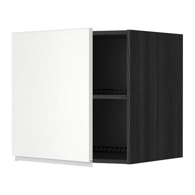 МЕТОД Верх шкаф на холодильн/морозильн - 60x60 см, Нодста белый/алюминий, под дерево черный