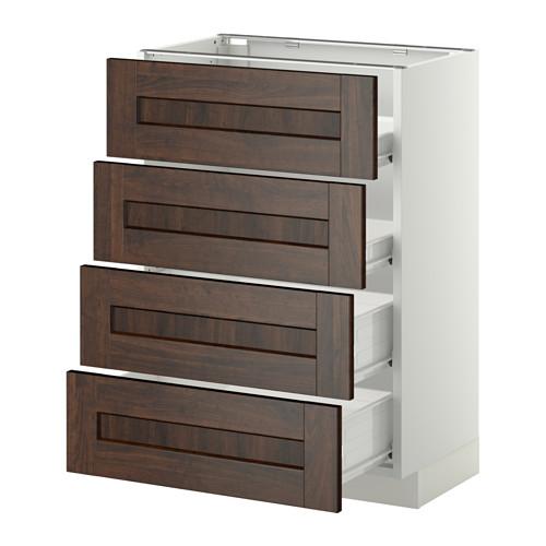 МЕТОД / ФОРВАРА Напольн шкаф 4 фронт панели/4 ящика - белый, Эдсерум под дерево коричневый, 60x37 см МЕТОД / ФОРВАРА Напольн шкаф 4 фронт панели/4 ящика - белый, Эдсерум под дерево коричневый, 60x37 см
