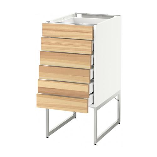 МЕТОД / МАКСИМЕРА Напольн шкаф 6фронт пнл/6 низ ящ - белый, Торхэмн естественный ясень, 40x60x60 см МЕТОД / МАКСИМЕРА Напольн шкаф 6фронт пнл/6 низ ящ - белый, Торхэмн естественный ясень, 40x60x60 см